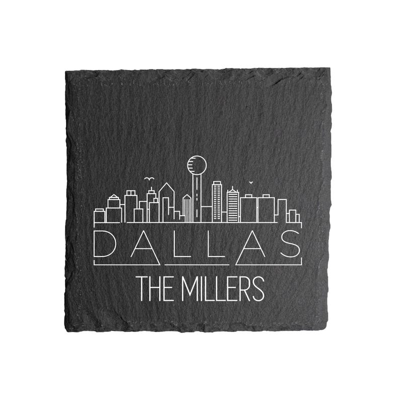 Dallas Skyline Coasters, Personalized Texas Decor, Custom Cityscape ...