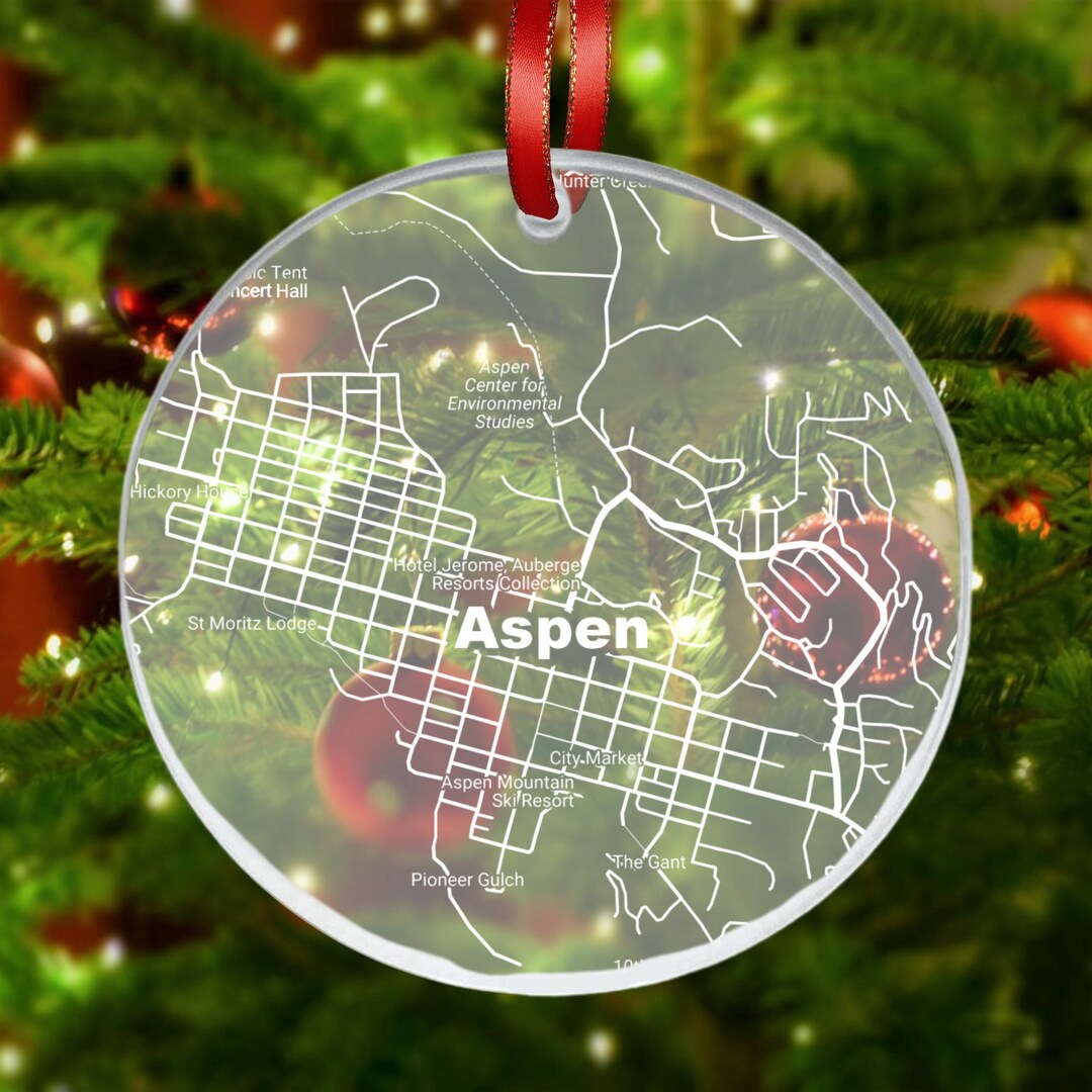 Aspen Map Ornament Aspen CO Gift New City Aspen Christmas Etsy