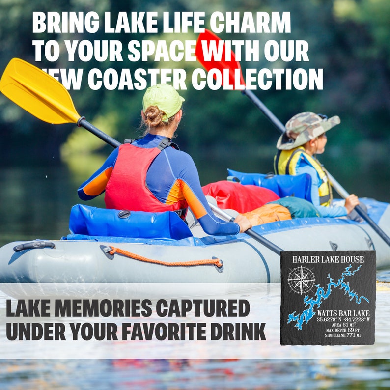 HometownGiftsCo Lake Map Coasters - Thumbnail 3