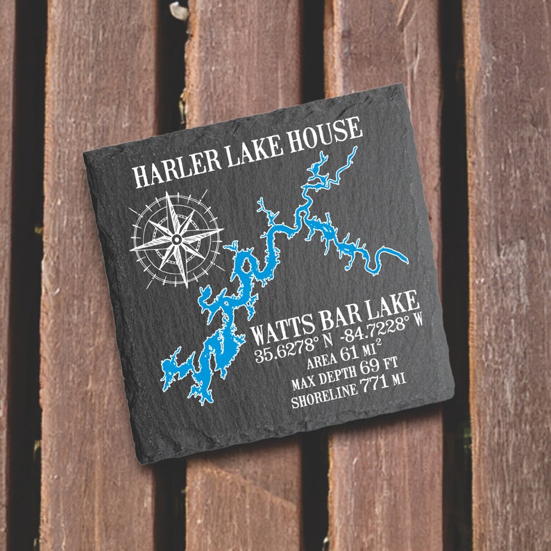 HometownGiftsCo Lake Map Coasters - Thumbnail 2