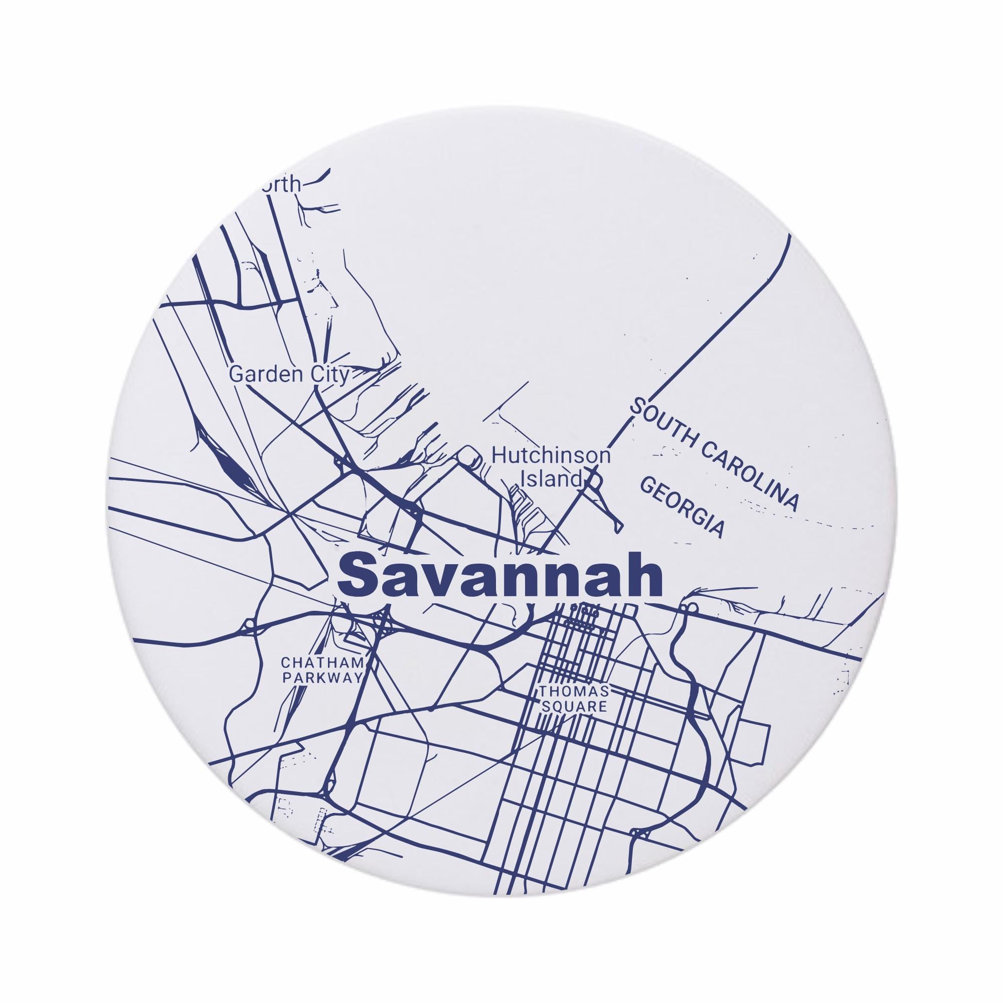Discover Savannah GA Map Ceramic Coasters Georgia Home Decor Absorbent Ceramic Coasters