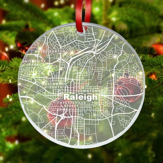 Raleigh Map Ornament, Raleigh NC Gift, New City, Raleigh Christmas Ornament, New Home, Moving Away, Raleigh City Streets, Raleigh Decor