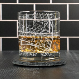 Saint Louis Whiskey Glass, St Louis MO Rocks Glass, Engraved City Map Glass, Saint Louis Missouri, Housewarming, Gift for Him, Dad Gift