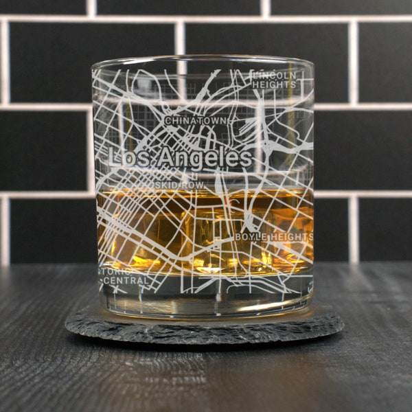 Los Angeles Whiskey Glass, Los Angeles CA Rocks Glass Gift, Engraved City Map Glass, Los Angeles California Gift, Housewarming, Gift for Him