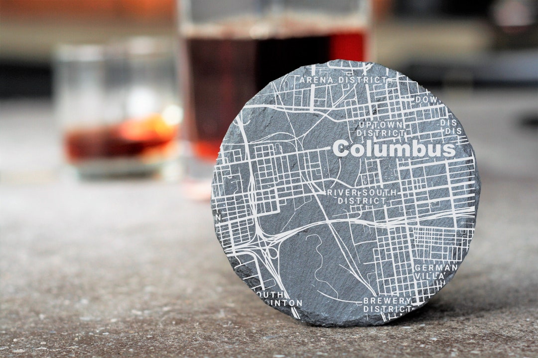 Columbus Ohio City Map Coasters, Ohio Decor, Housewarming, Columbus OH