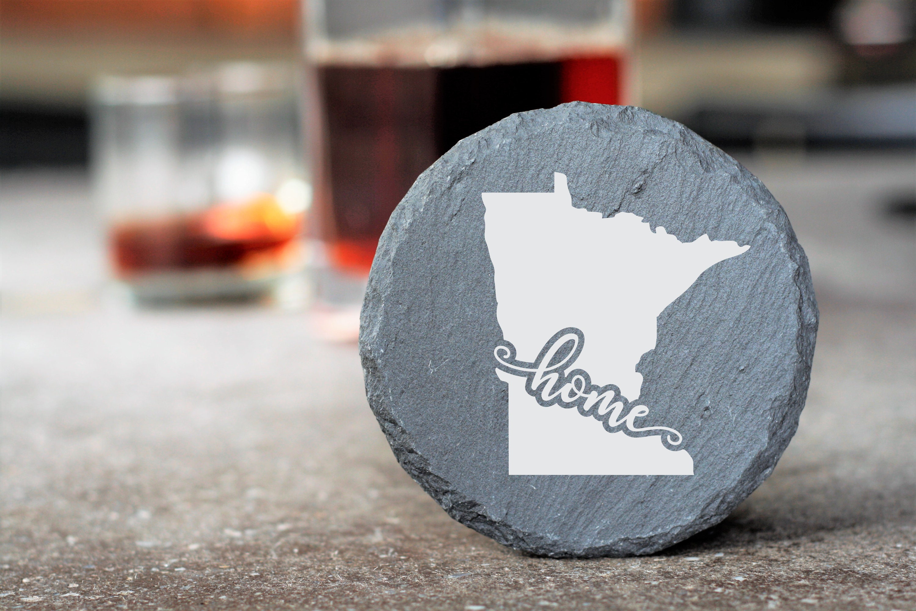 Minnesota State Coasters, Housewarming Gift, Custom Stone Coaster, Slate Coaster Set, Real Estate Closing, Personalized Realtor Gift