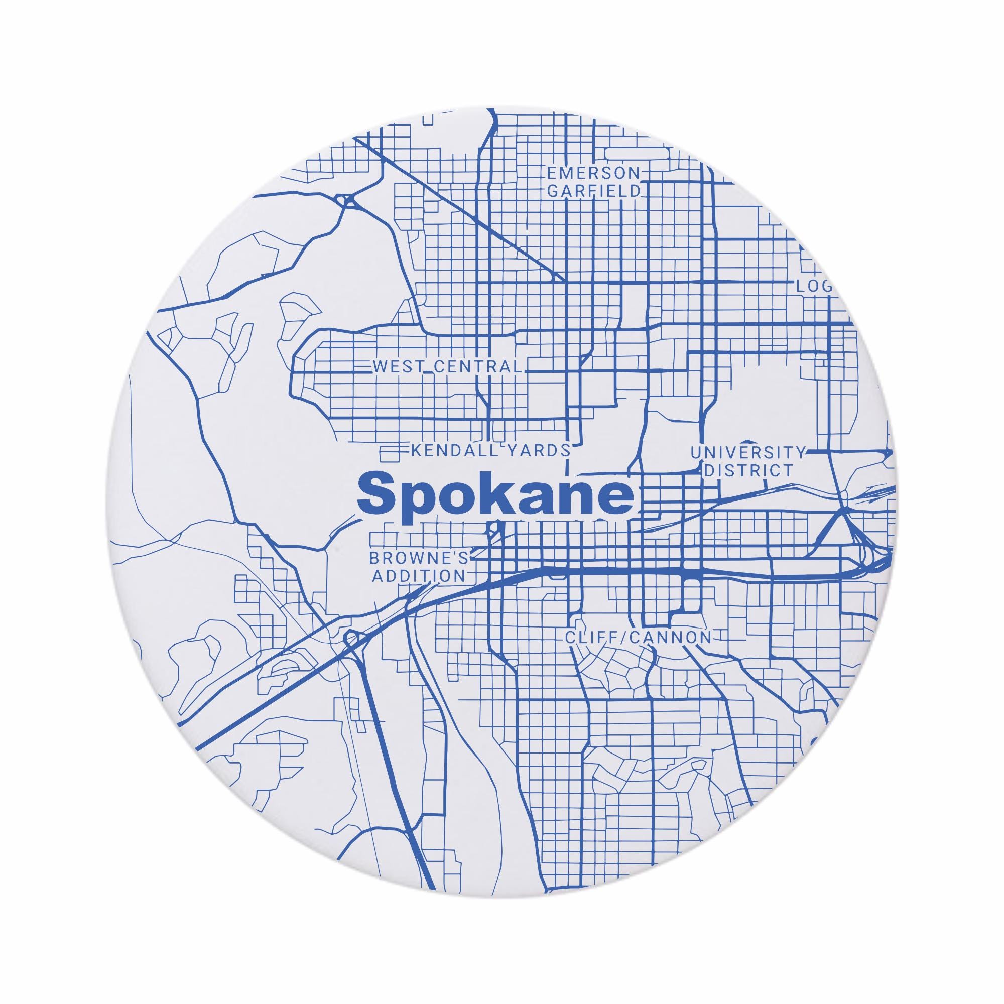 Discover Spokane WA Map Ceramic Coasters - Washington Home Decor, Absorbent Ceramic Coasters