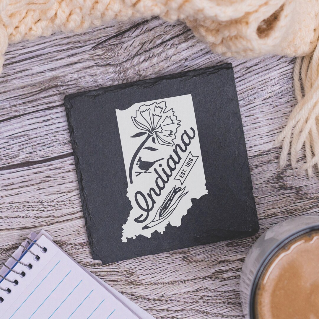 Indiana State Coasters, Housewarming Gift, Custom Stone Coaster ...