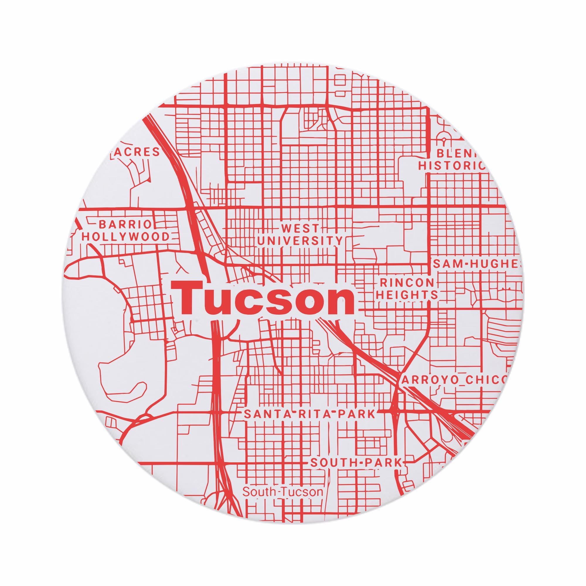 Discover Tucson AZ Map Ceramic Coasters - Arizonna Souvenir, Absorbent Drink Coasters, Tourist Keepsake