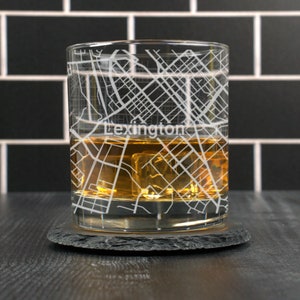 Lexington Whiskey Glass, Lexington KY Rocks Glass Gift, Engraved City Map Glass, Lexington Kentucky Gift, Housewarming, Gifts for Him
