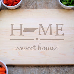 Tennessee Home Sweet Home Cutting Board, New Home Gift, Home Decor, Tennessee, Kitchen Decor, Tennessee Charcuterie Board, Cheese Board