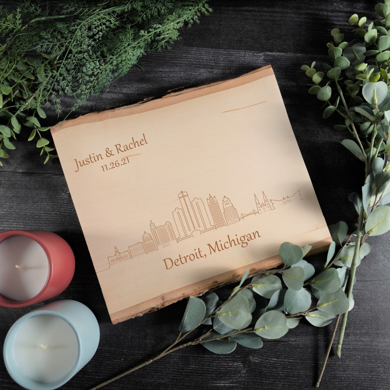 Detroit Skyline Sign, Skyline Wall Art, Personalized Sign for Couples, Housewarming Gift, Detroit Cityscape, Michigan Gift, Skyline Decor image 6