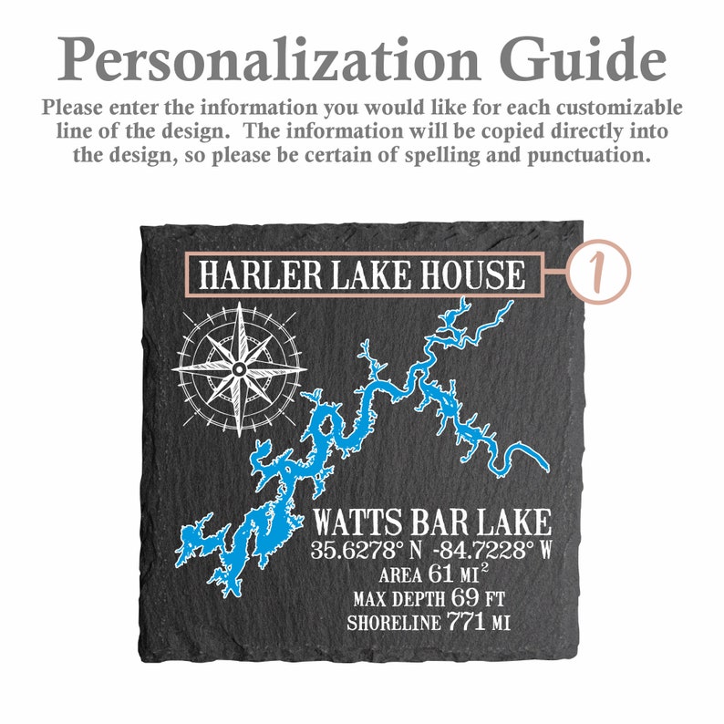 HometownGiftsCo Lake Map Coasters - Thumbnail 4