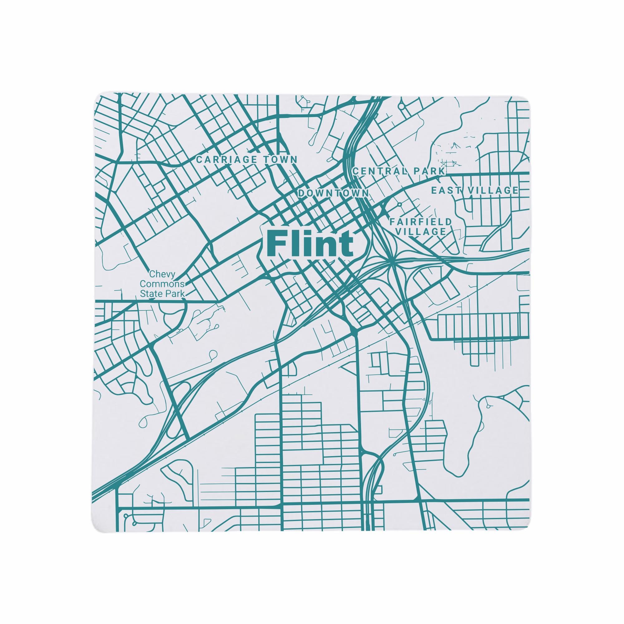 Discover Flint MI Ceramic Coaster Set, Michigan Home Decor and Travel Keepsake