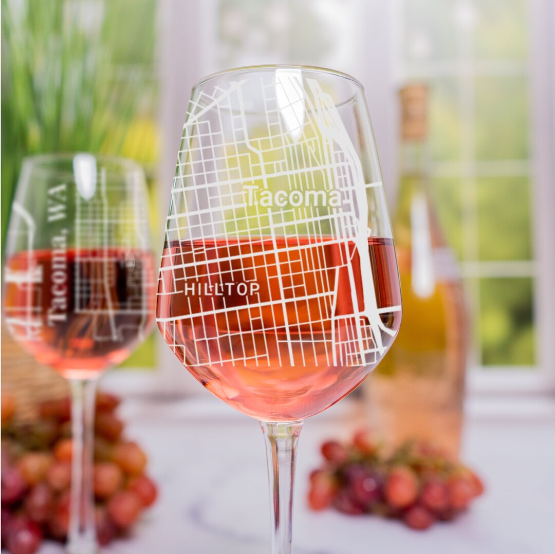 Wine Glass WA Wine Glass Gift Engraved City Map Etsy