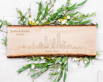 Austin Skyline Sign, Skyline Wall Art, Personalized Sign for Couples, Housewarming Gift, Austin Cityscape, Austin TX Gifts, Custom Engraved