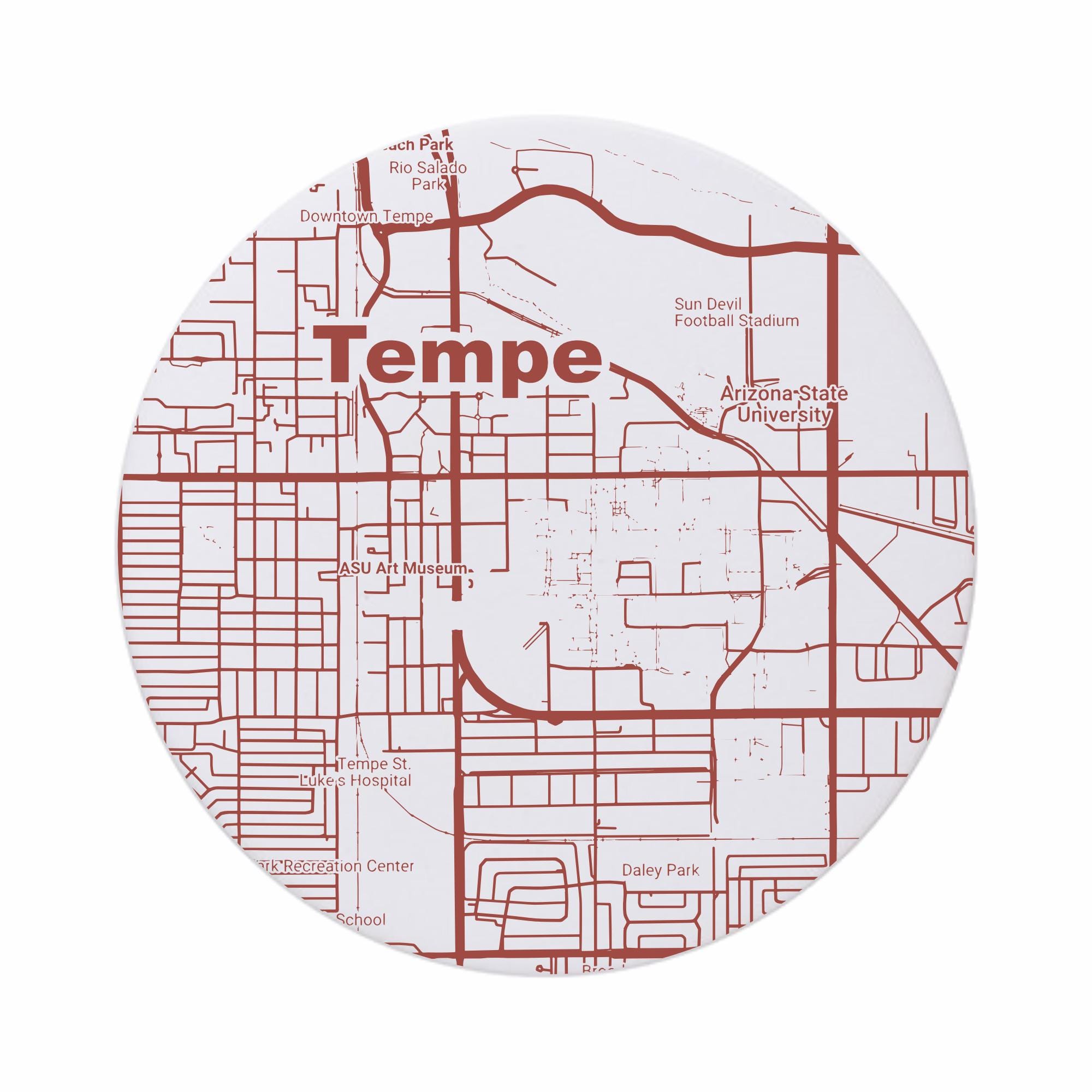 Discover Tempe AZ Map Ceramic Coasters - Arizonna Decor and Gift