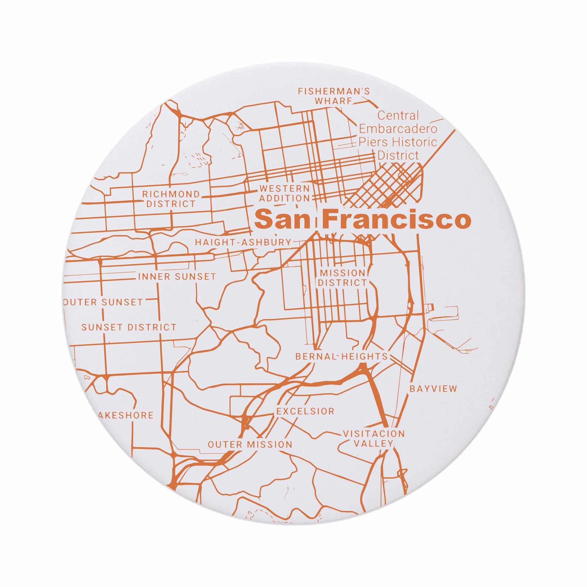 Discover San Francisco CA Map Ceramic Coasters California Decor Absorbent Drink Coasters