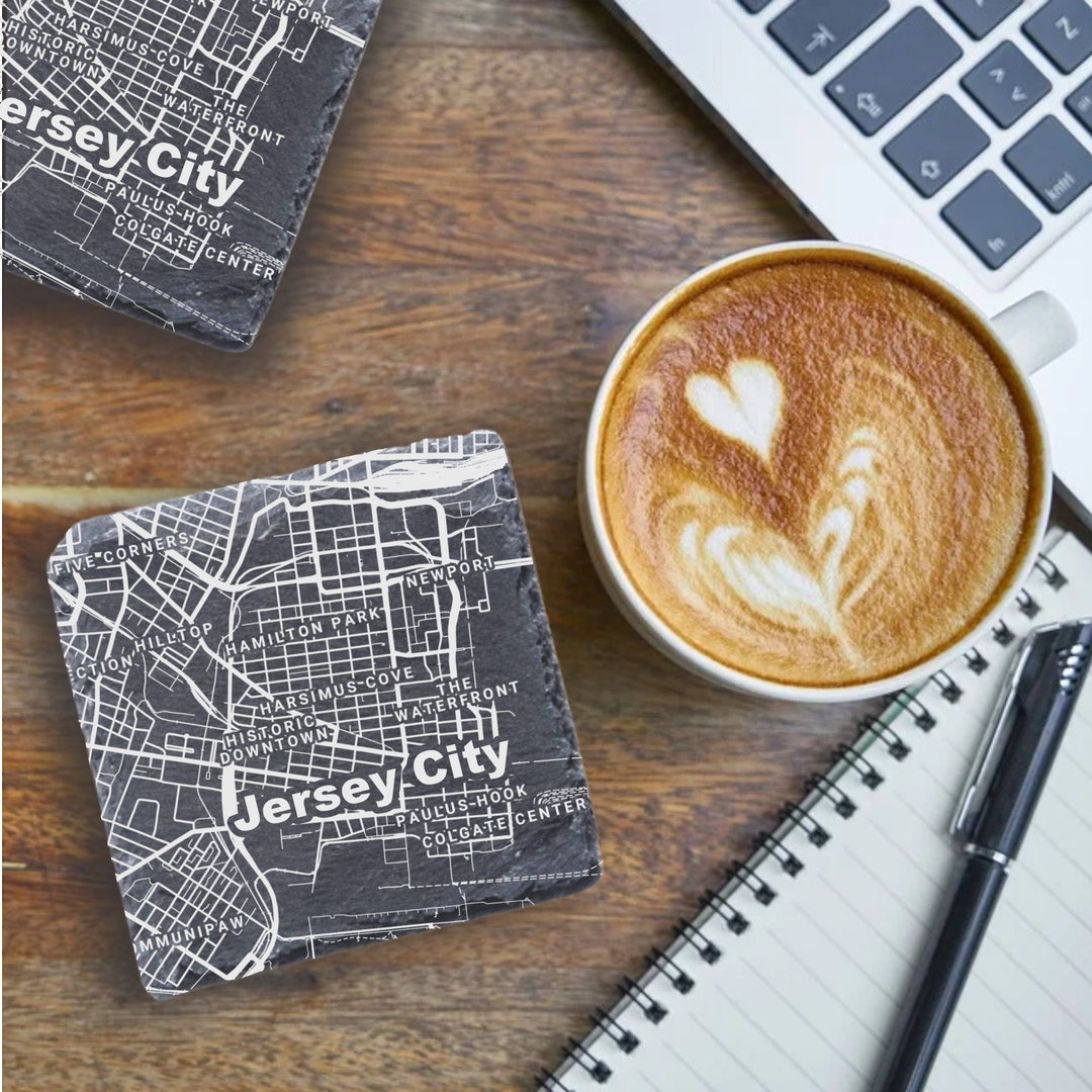Jersey City Housewarming Gift, Printed Slate Coaster, Jersey City Decor