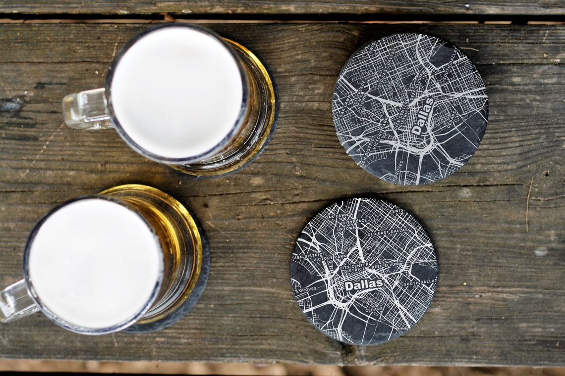 Dallas City Map Coasters, Dallas Decor, Housewarming, Dallas TX Gift ...