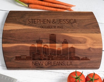 New Orleans Skyline, Louisiana Cutting Board, Realtor Closing, Housewarming, New Orleans LA Gift, New Orleans, Personalized Cheese Board