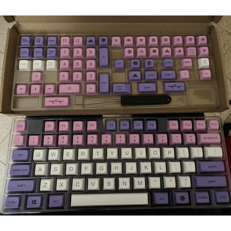 Purple Lotus Flower Theme Keycaps Key Caps for MX Switch Wired Etsy
