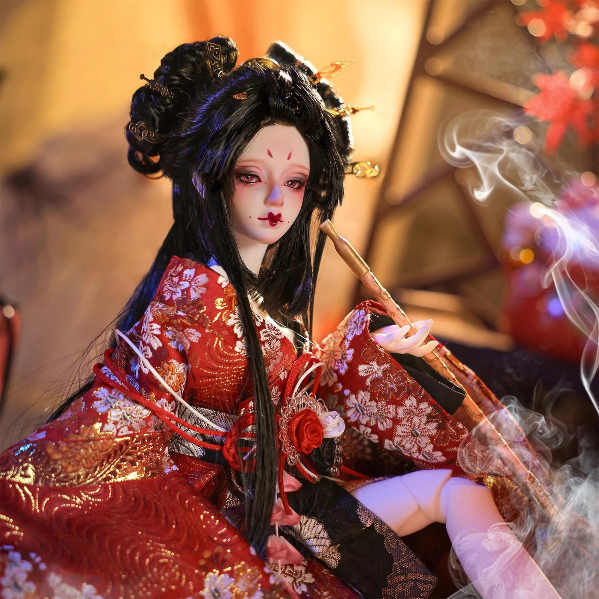 1/4 BJD Doll Full Set: Posable Resin Art Doll, Japanese Geisha
