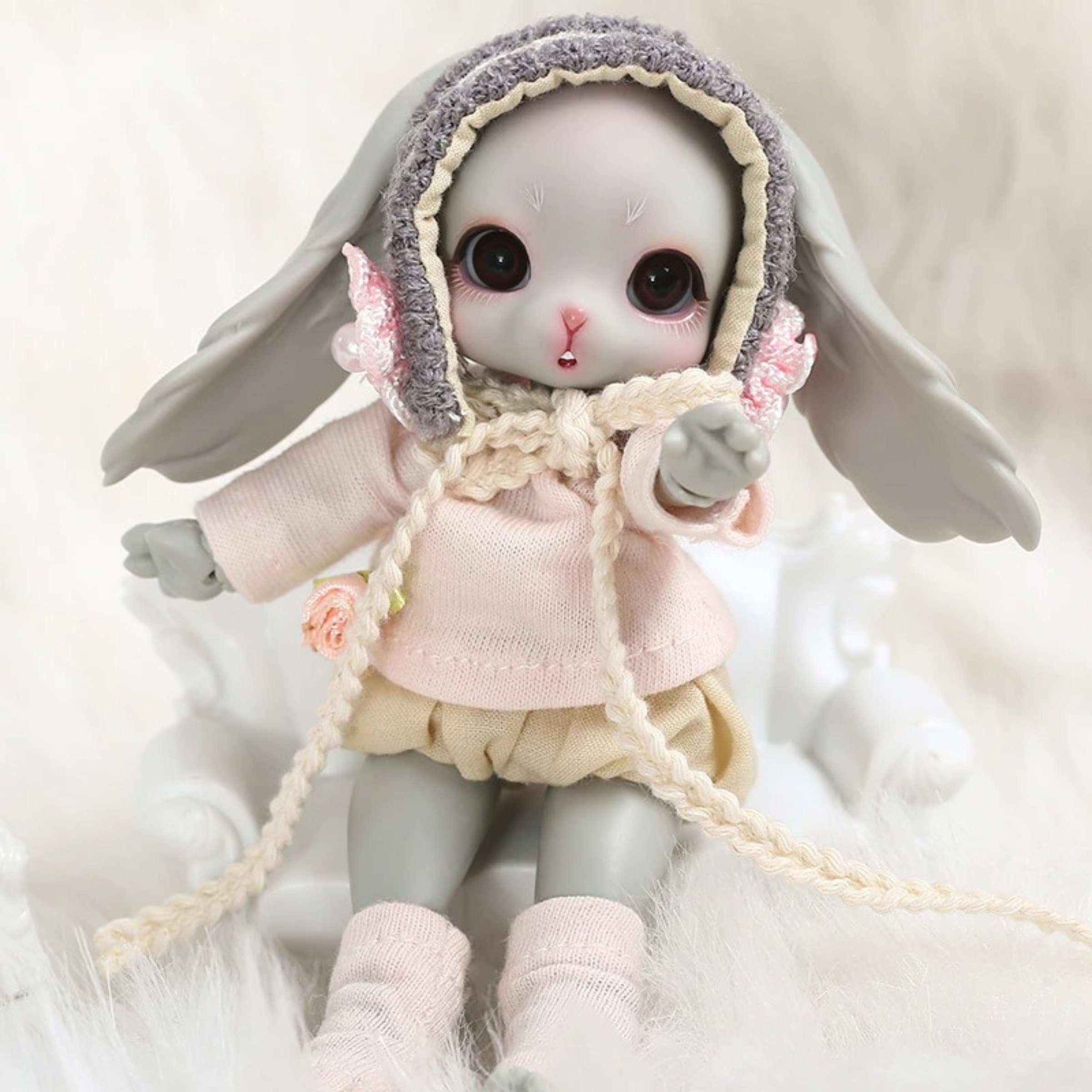 Tiny BJD Doll Full Set 1/8 Rabbit BJD Fullset Bunny Posable Tiny BJD Doll Full Set 1/8 Rabbit BJD Fullset Bunny Posable
