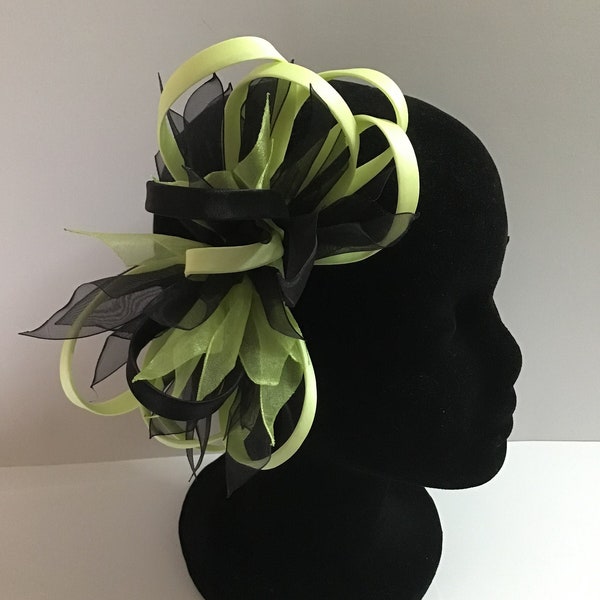 Lime and Black Fascinator