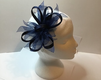 Navy Satin Fascinator