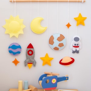 Felt wall hanging Space, Personalized gift, Nursery decor, Wall decor