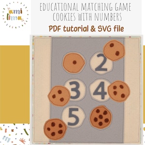 Libro tranquilo en formato PDF, patrón de costura SVG, galletas para aprender números, página de actividades para el libro de actividades