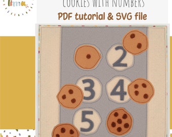Quiet book Pdf, SVG Sewing Pattern, Cookies Learn Numbers, Activity Page for Busy Book