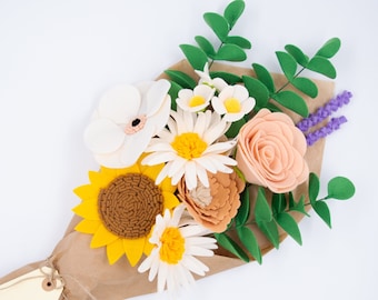 Vilten bloemboeket: handgemaakt wollen bloemendecor met eucalyptus