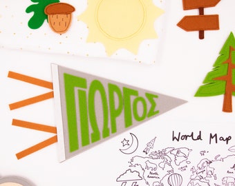 Banderín de fieltro personalizado con nombre: Decoración de pared personalizada para la habitación del bebé.