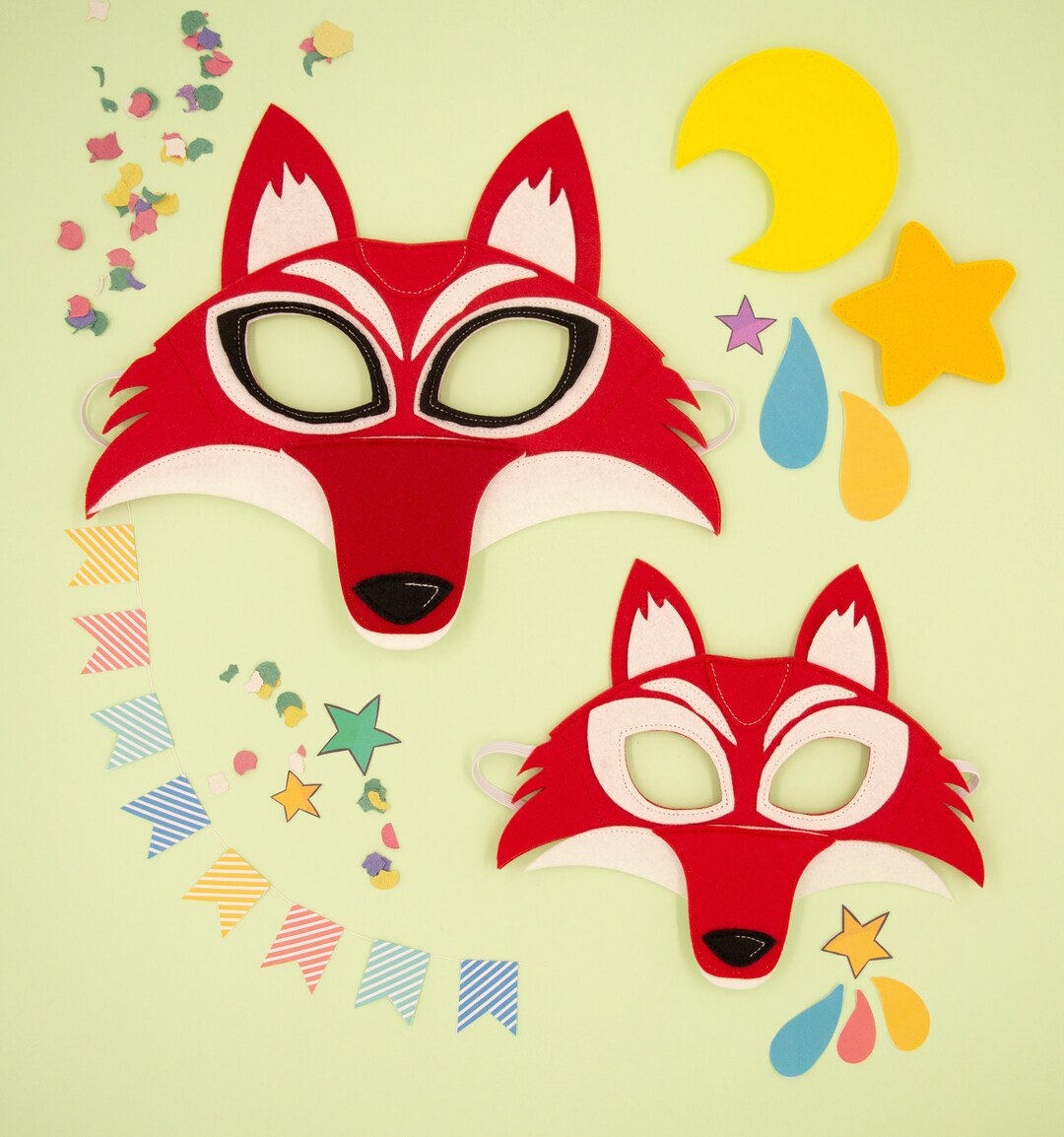 Fox Animal Mask Party Felt Mask Kids Eye Mask Halloween Etsy