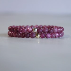 Stunning 5mm Genuine Pink Tourmaline Stretchy Bracelet, Pink Tourmaline Beaded Bracelet, High Grade Pink Tourmaline Bracelet