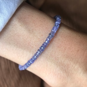 High Quality Dainty Genuine Faceted Tanzanite Bracelet. Real Tanzanite Bracelet.  Mother&#39;s Day Gift. Violet Tone Bracelet.