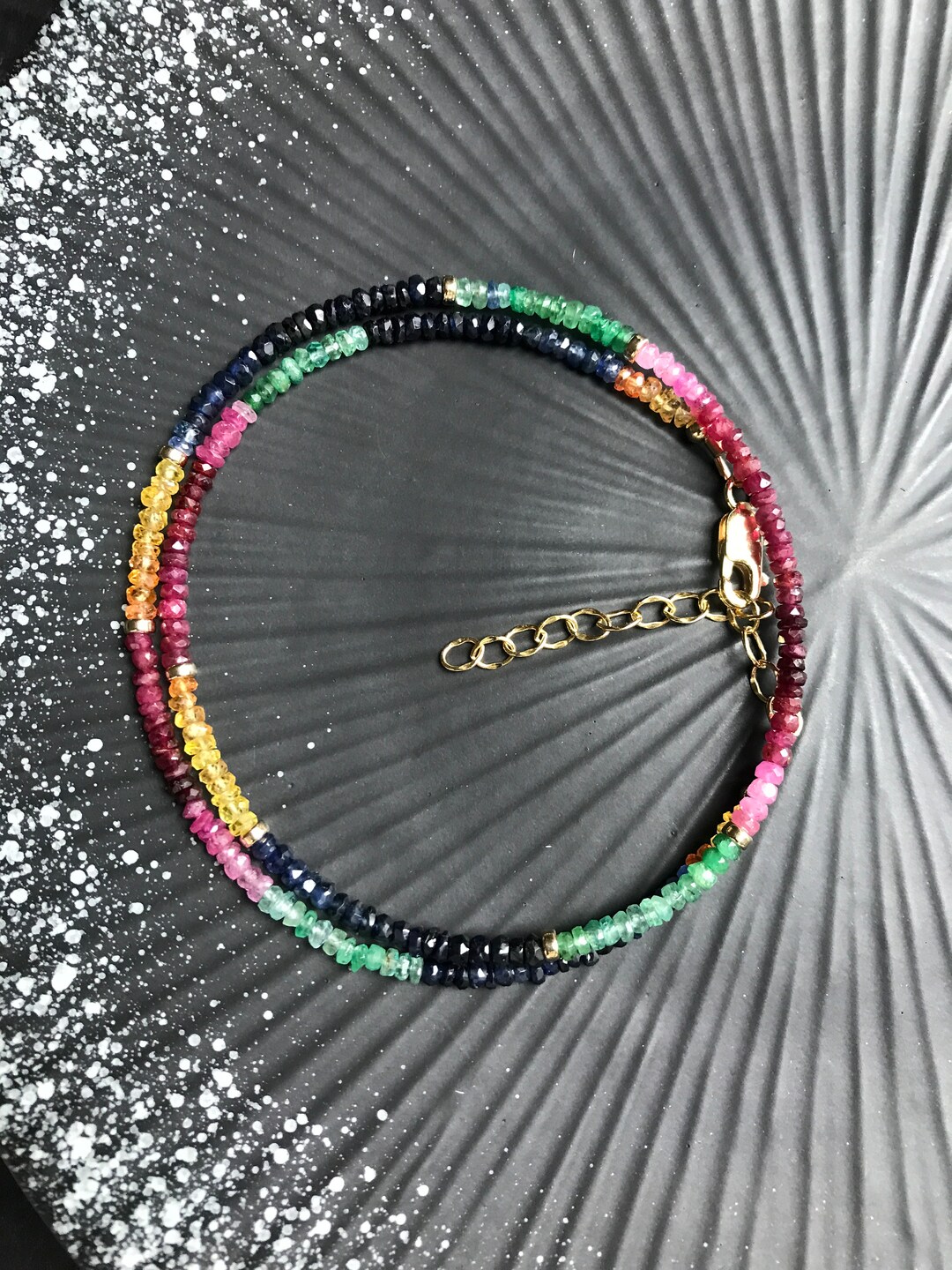 Genuine Faceted Multi Sapphire Necklace/choker, 3mm Sapphire Beaded