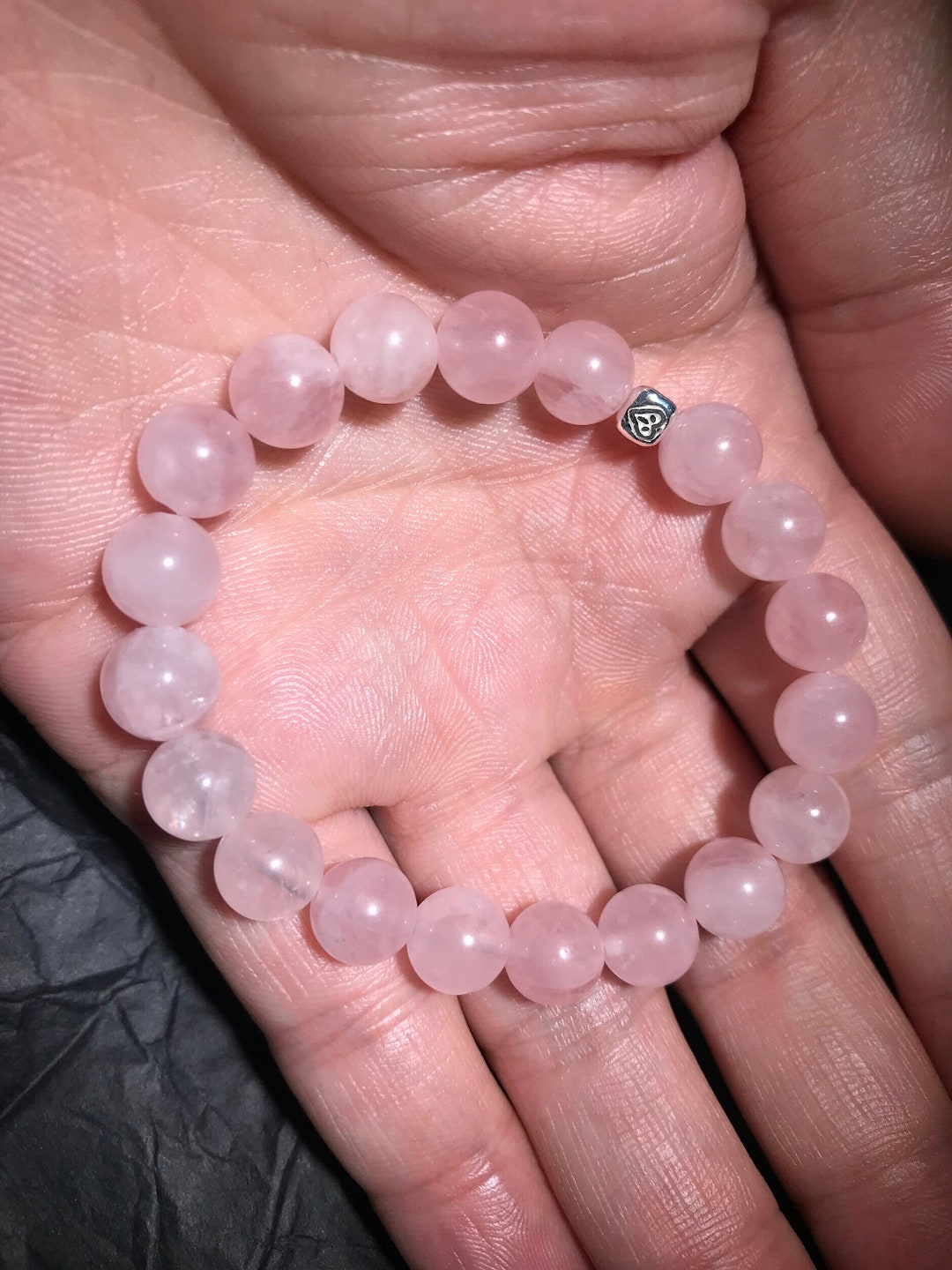 Genuine Rose Quartz Stretch Healing Bracelet. Real Rose Quartz Beaded