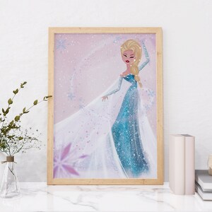 Queen Elsa Art Print~ Disney Princess Wall Art~ Disney princess Art~ Disney Princess Decor