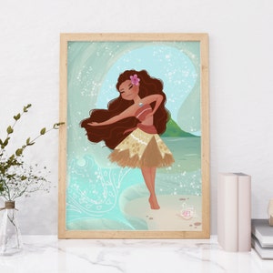 Moana Disney Princess Art Print: Enchanting Wall Decor for Nursery, Bedroom, or Home Theater