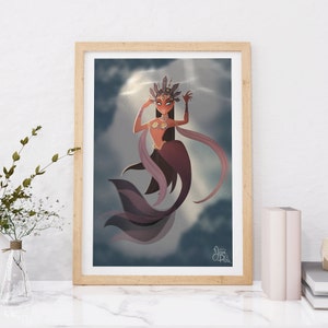 Akasha~ Mermaid art print ~ Mermaid wall art~ Queen of the damned~ Aaliyah