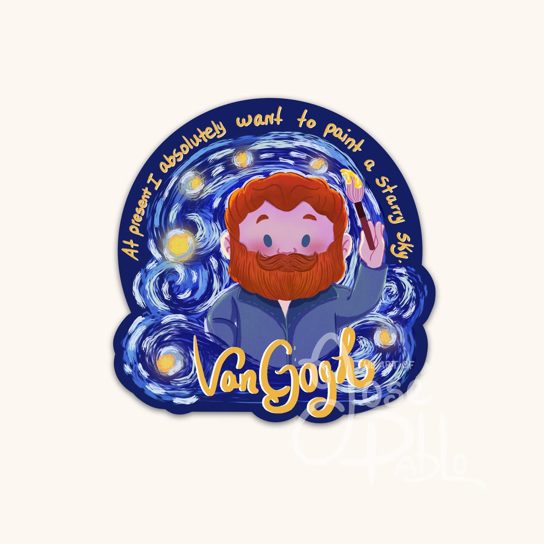 Vincent Van Gogh Starry Night Sticker: Iconic Painting Print for Art ...