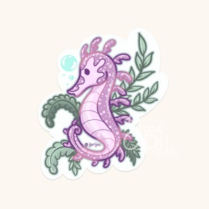 Sakura Seepferdchen Die Cut Sticker~ Seepferdchen Kunst~ Hippocampus Sticker~ Kawaii Briefpapier~ Niedliches Briefpapier