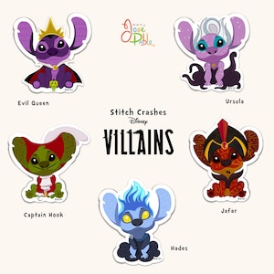Lilo & Stitch Crashes Disney Villains Laptop Sticker - Vinyl Decal for Disney Fans