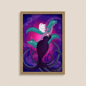 Ursula Disney Villain Art Print | Little Mermaid Villain Poster | Disney Villain Wall Art | Dark Fantasy Decor | Sea Witch Illustration image 2