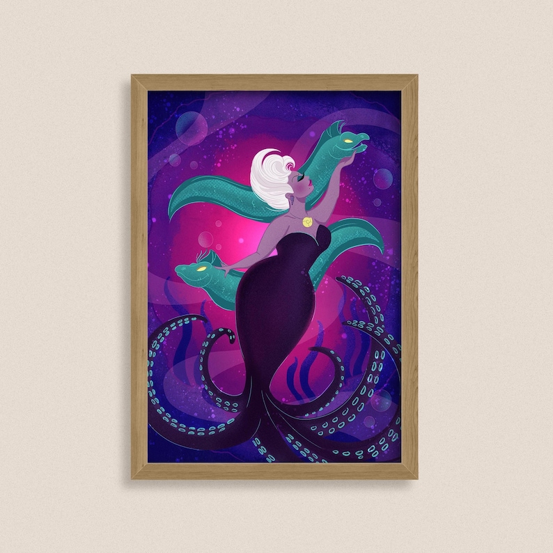 Ursula Disney Villain Art Print | Little Mermaid Villain Poster | Disney Villain Wall Art | Dark Fantasy Decor | Sea Witch Illustration image 2