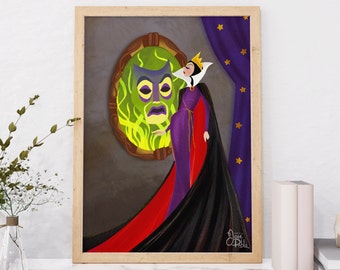 邪悪な女王プリント - 白雪姫の映画ポスター、ディズニーの悪役の