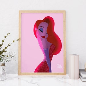 Affiche murale de la culture pop Jessica Rabbit : Impression d'une affiche de personnage Disney sensuel pour la décoration intérieure